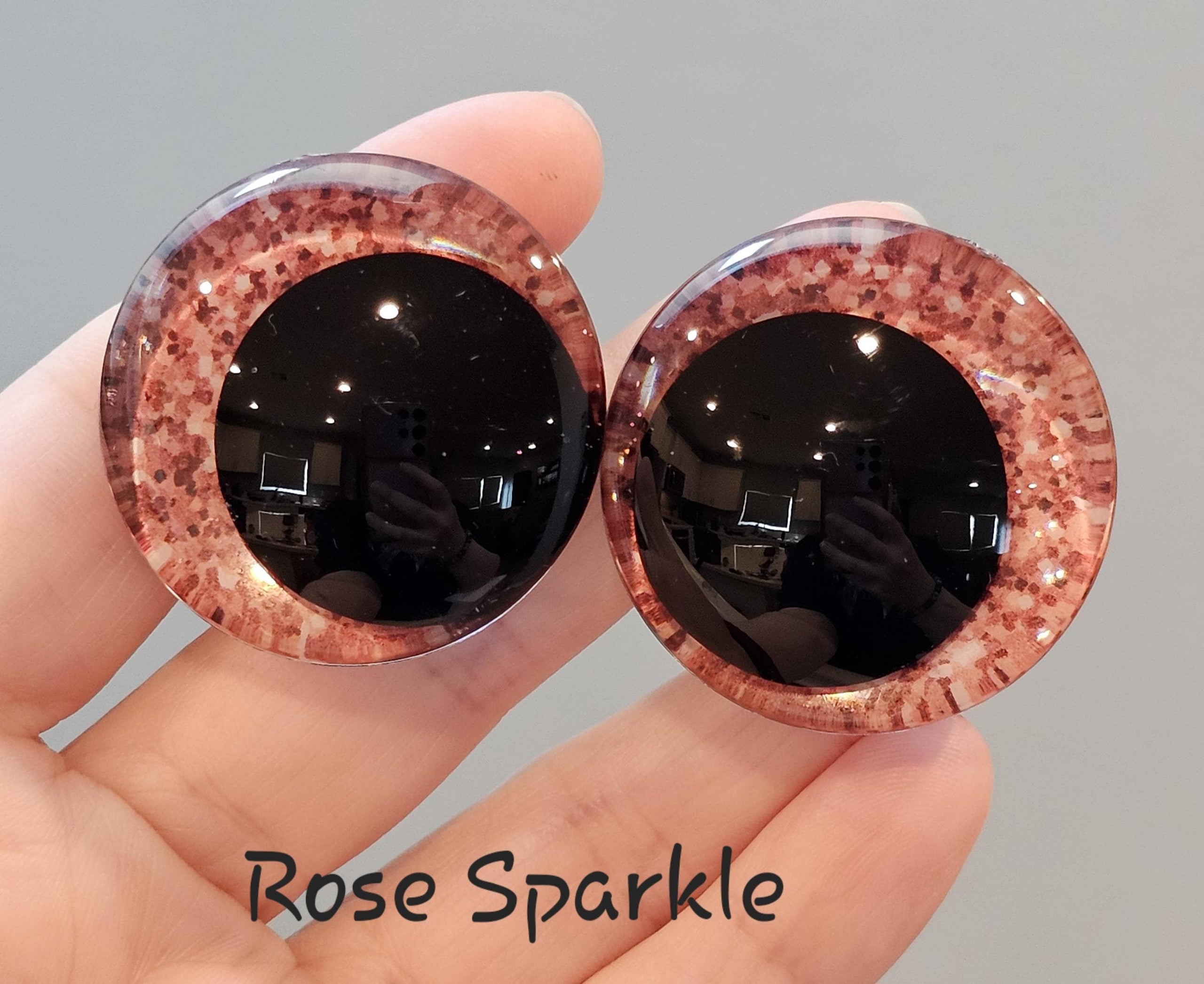 Rose Sparkle Off Center Safety Sinker Eyes 16-35mm