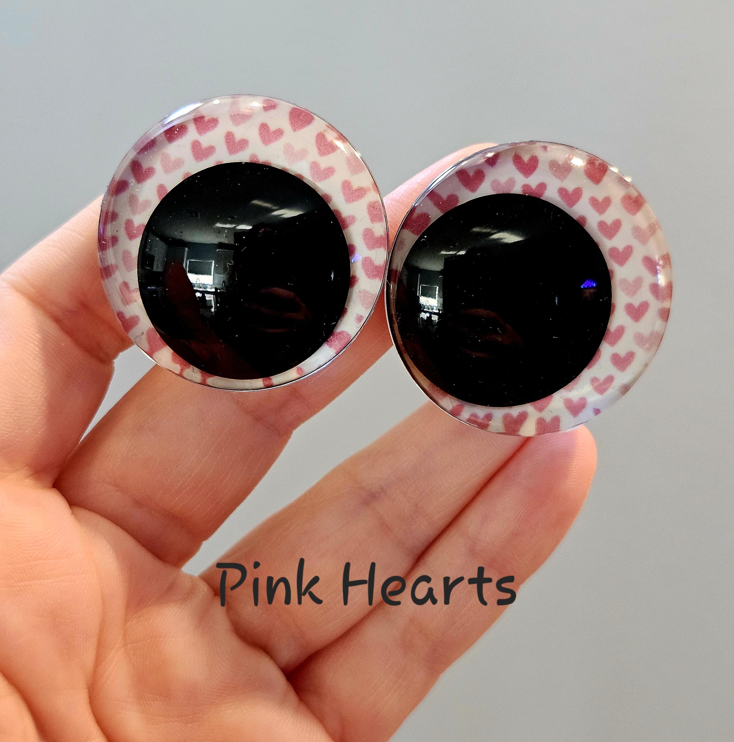 Pink Hearts Off Center Safety Sinker Eyes 16-35mm